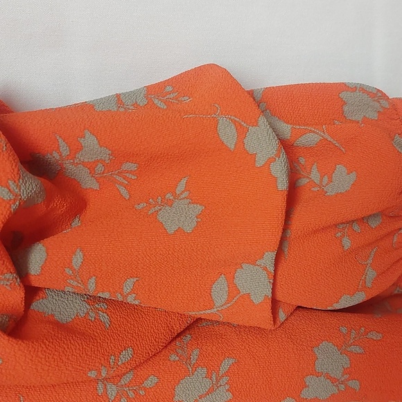 Orange and Gray Floral Blouse - Picture 3 of 3